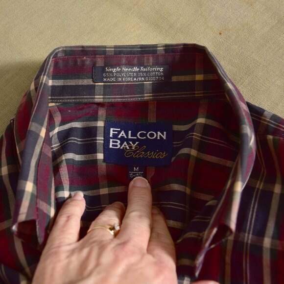 Falcon Bay Classics Men's Long Sleeve Red and Green Plaid Button Up Shirt Size M - Picture 6 of 7